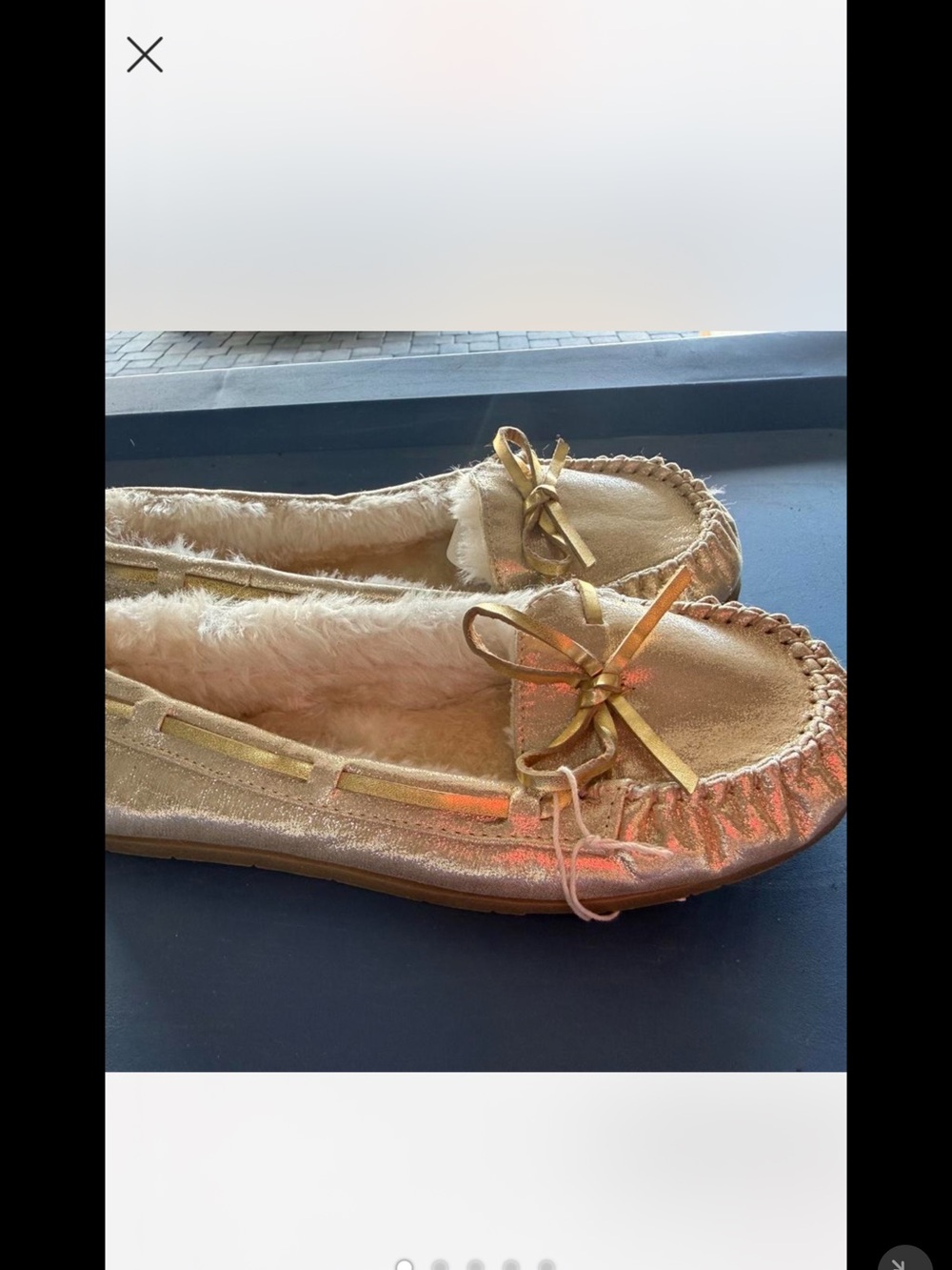 Airwalk Metallic Gold Faux-Fur Moccasins